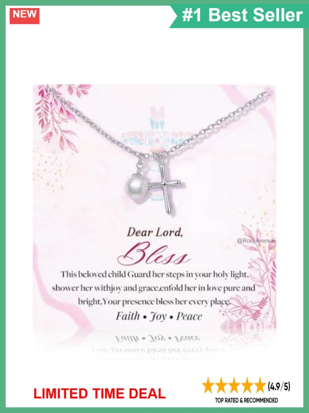S925 Sterling Silver Cross Heart Pendant Necklace